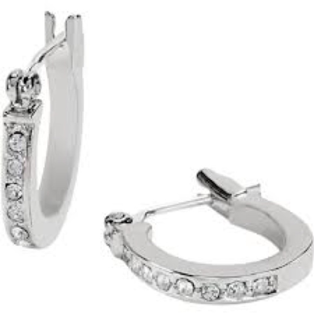 Coach Pave Signature Huggie Earrings